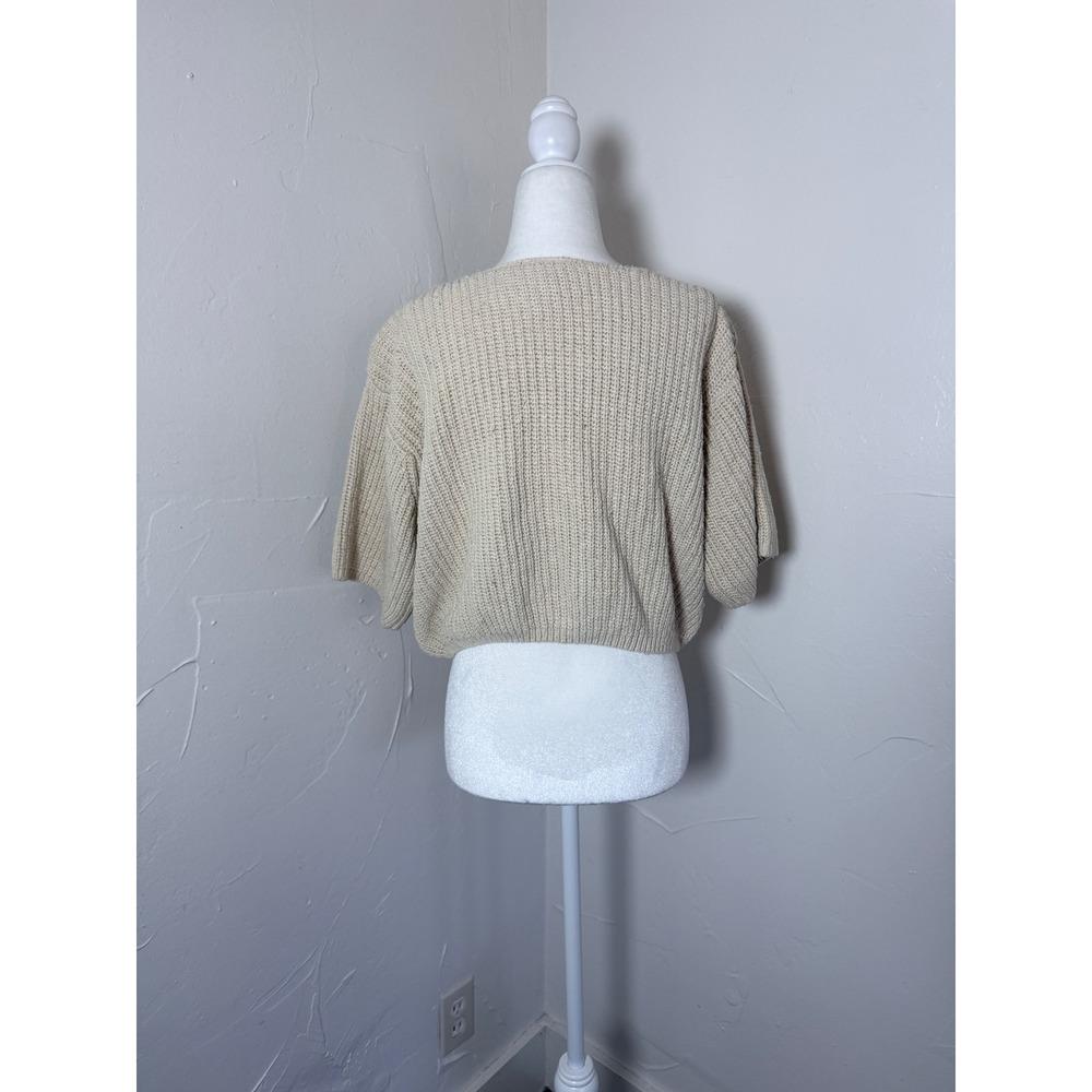 Vintage 80s Liz Claiborne Silk Cotton Knit Short Sleeve Sweater L Hong Kong